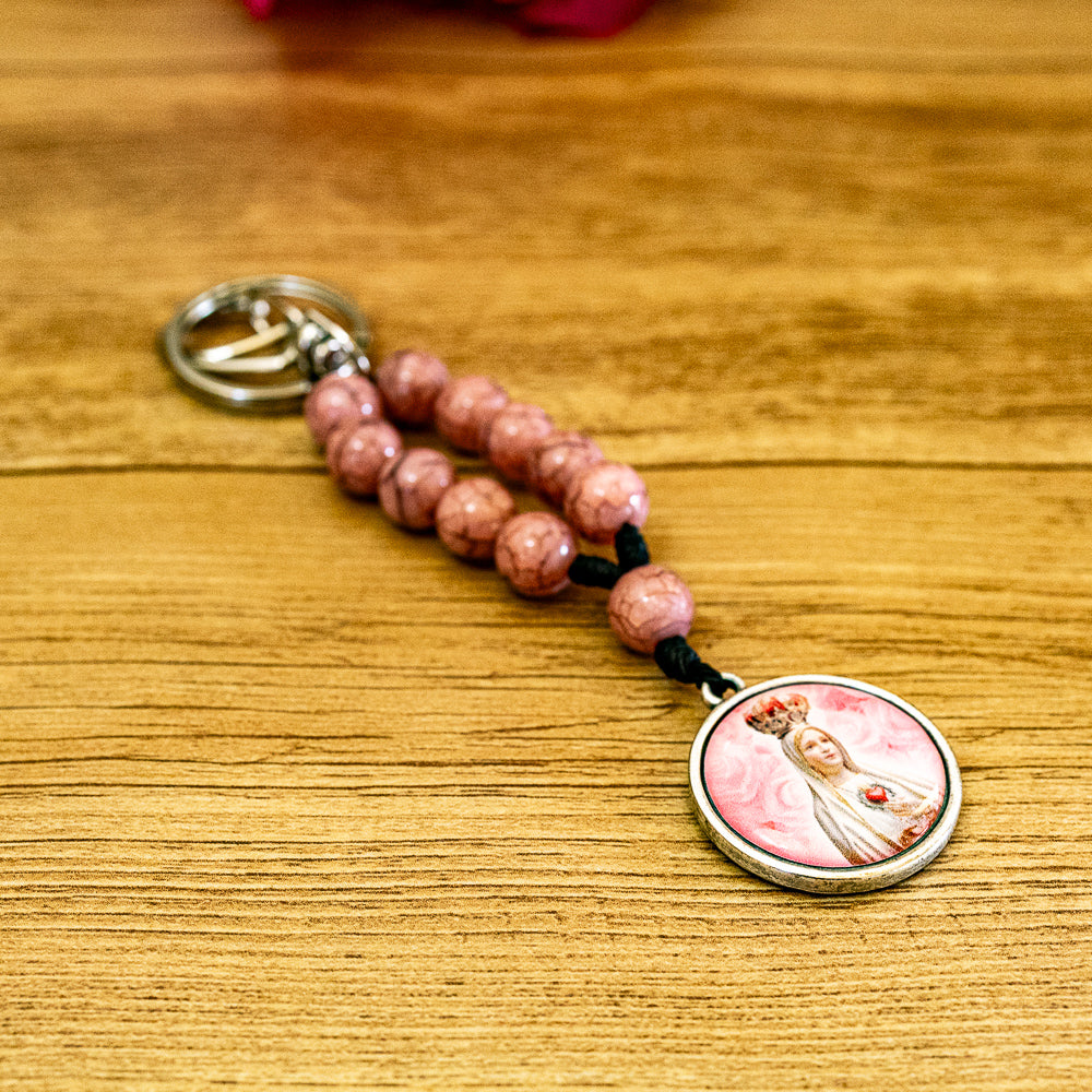 Chaveiro Dezena Com Medalha Resinada Nossa Senhora de Fátima