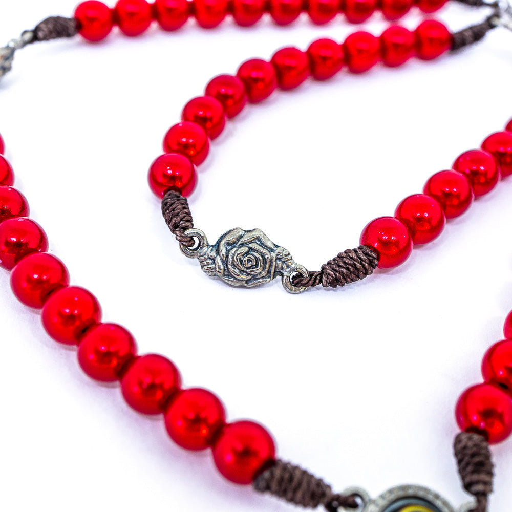 Terço 8mm Santa Teresinha Contas Vermelha