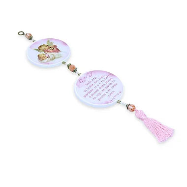 Adorno Infantil Anjo da Guarda Branco e Rosa