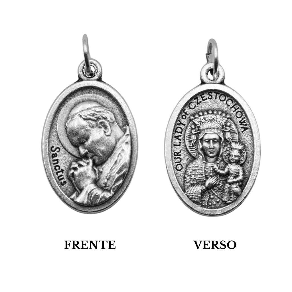 Medalha São João Paulo II e Nossa Senhora Czestochowa - Italiana