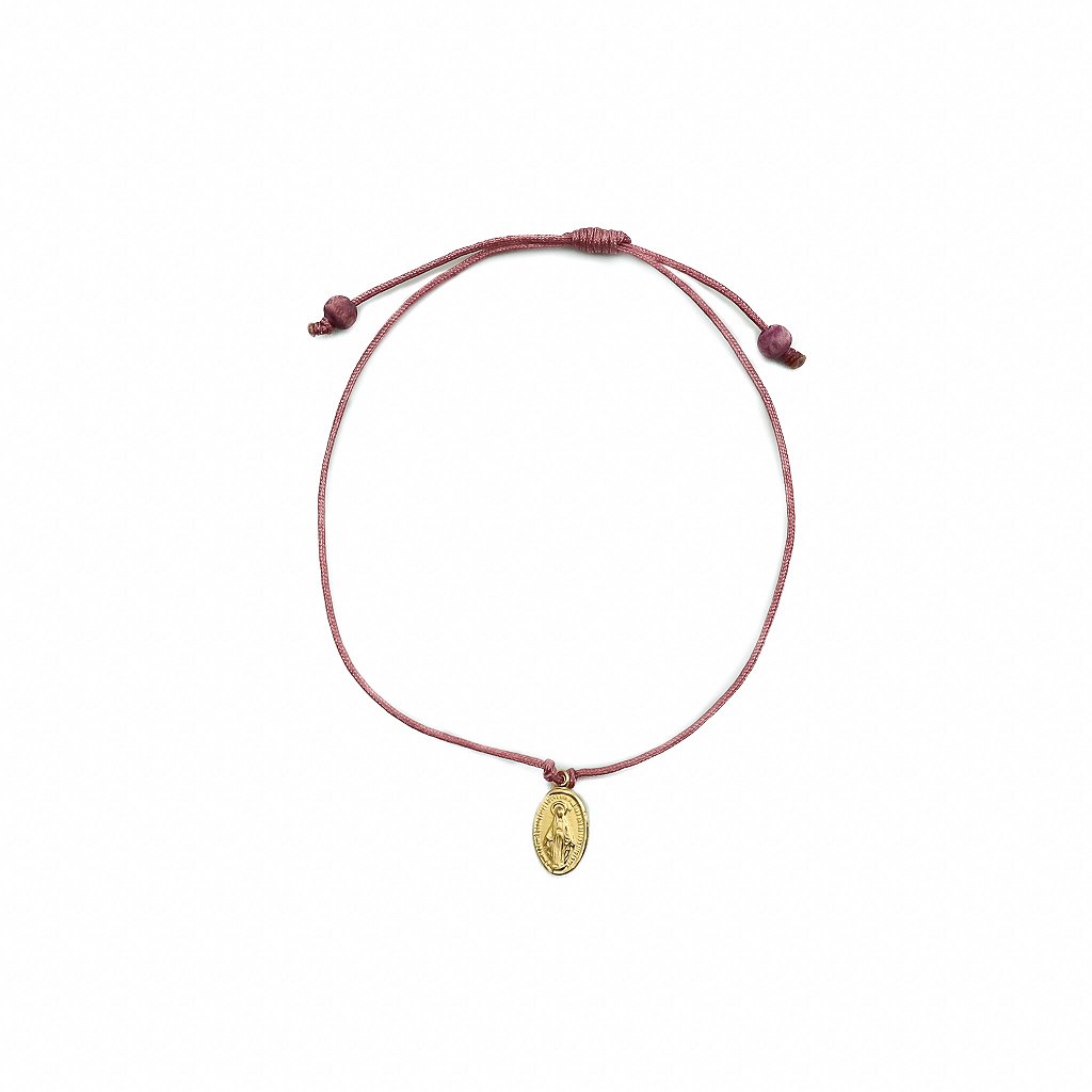 Pulseira regulável fio fino rosé Nossa Senhora das Graças
