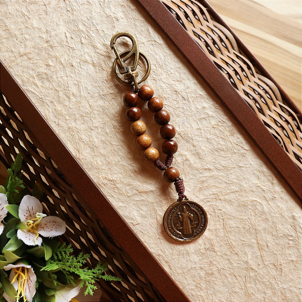 Chaveiro Dezena São Bento - Madeira