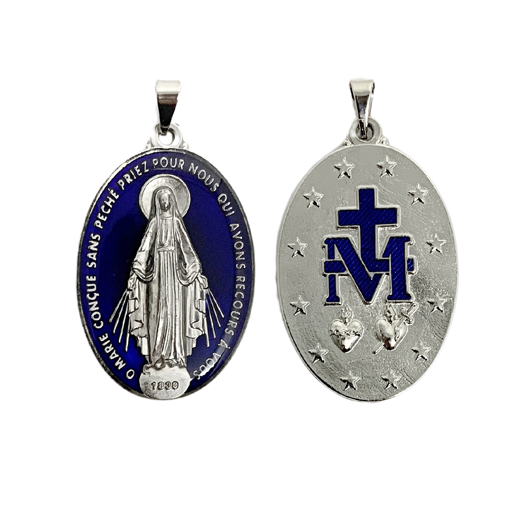 Medalha Milagrosa 39mm - Níquel Azul