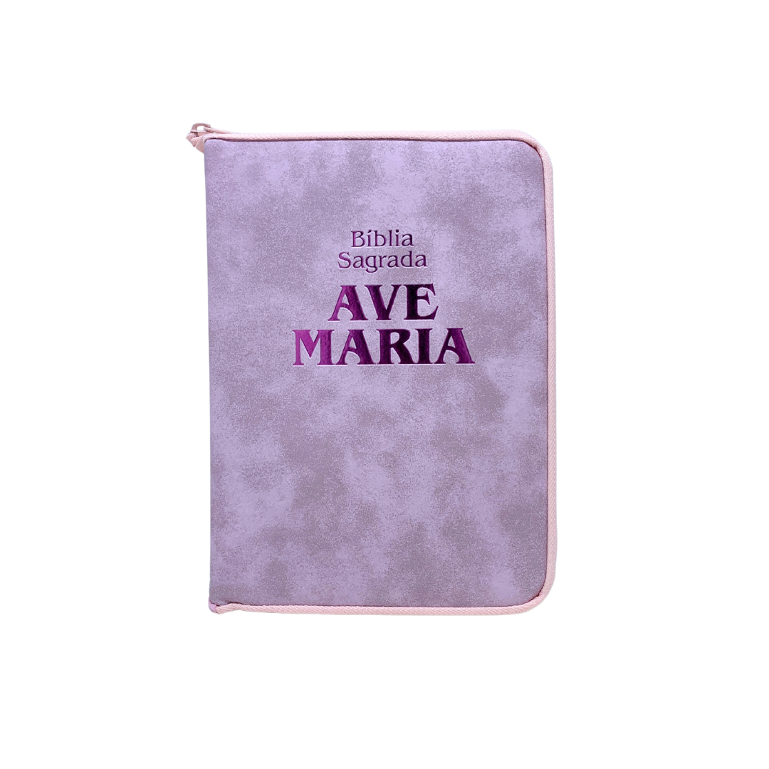 Bíblia Sagrada Ave-Maria Zíper Strike Média Rosa