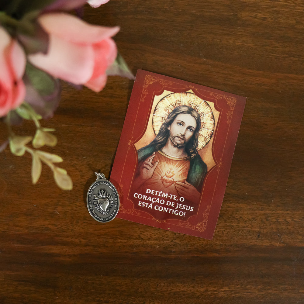 Medalha 25mm Detem-te Sagrado Coração de Jesus - Hesed