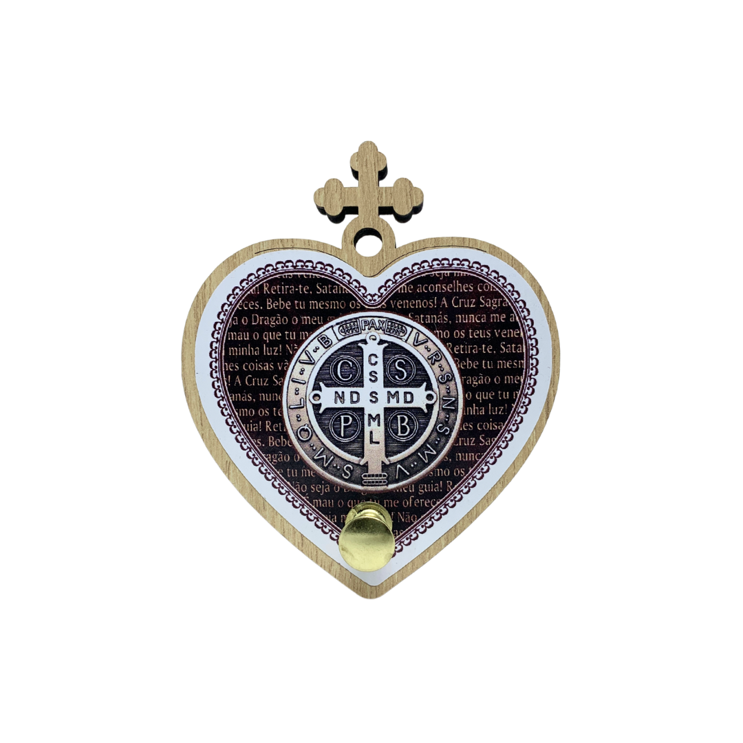 Porta terço coração - São Bento