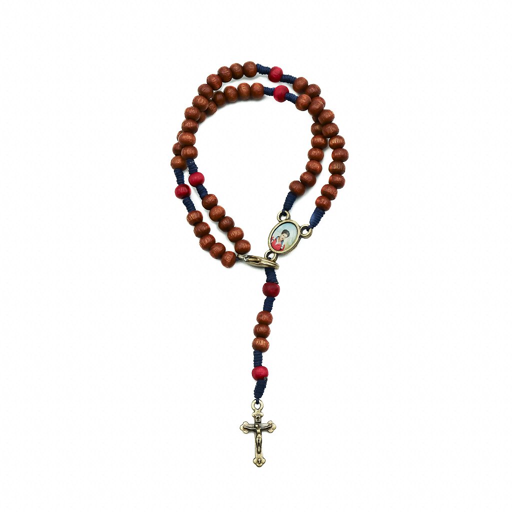 Pulseira Terço Madeira com canela 4mm Carlo Acutis