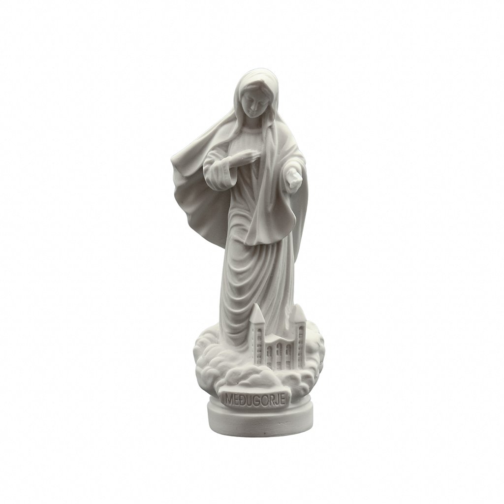 Imagem N. Sra. Rainha da Paz Branca com Igreja 12cm (Medjugorje)