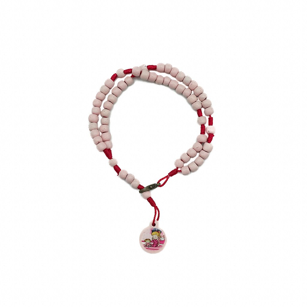 Terço de pulso Infantil rosa