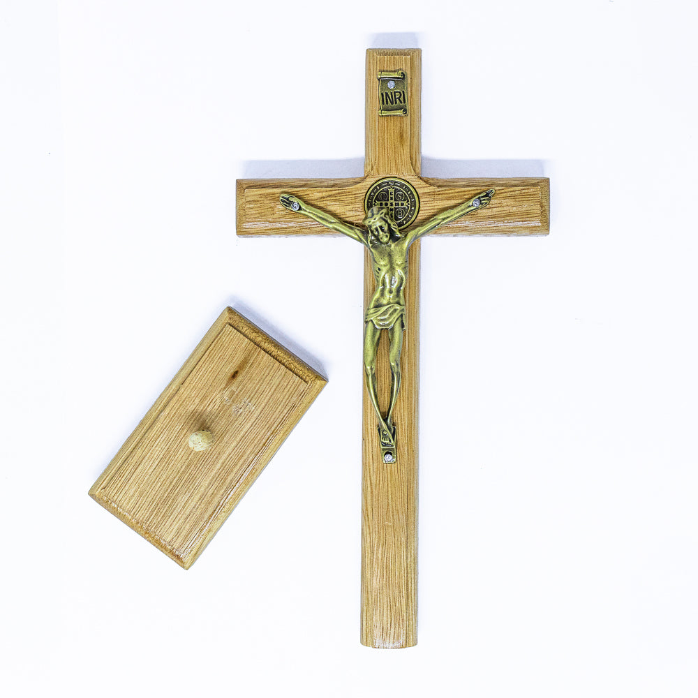 Cruz Madeira 19cm Mesa - Ouro Velho