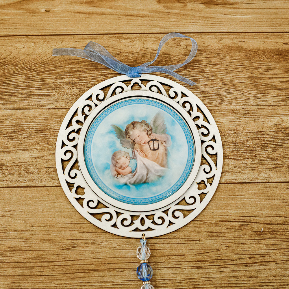 Adorno Redondo Anjo da Guarda Azul