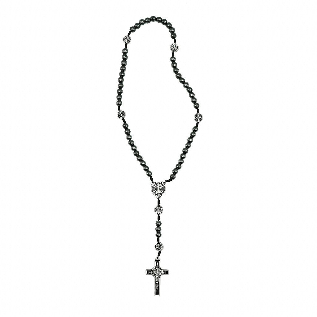 Terço hematita 8mm cordão São Bento