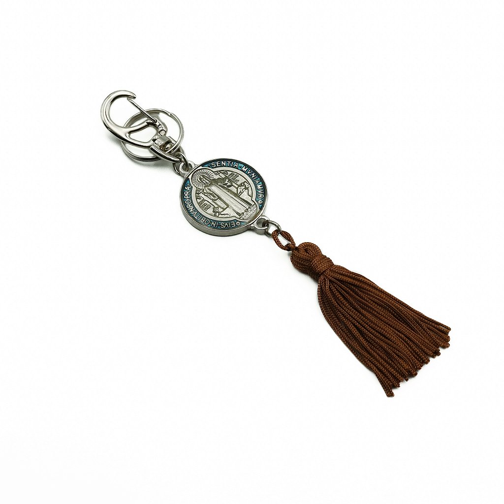 Chaveiro Medalha de São Bento Níquel Com Tassel