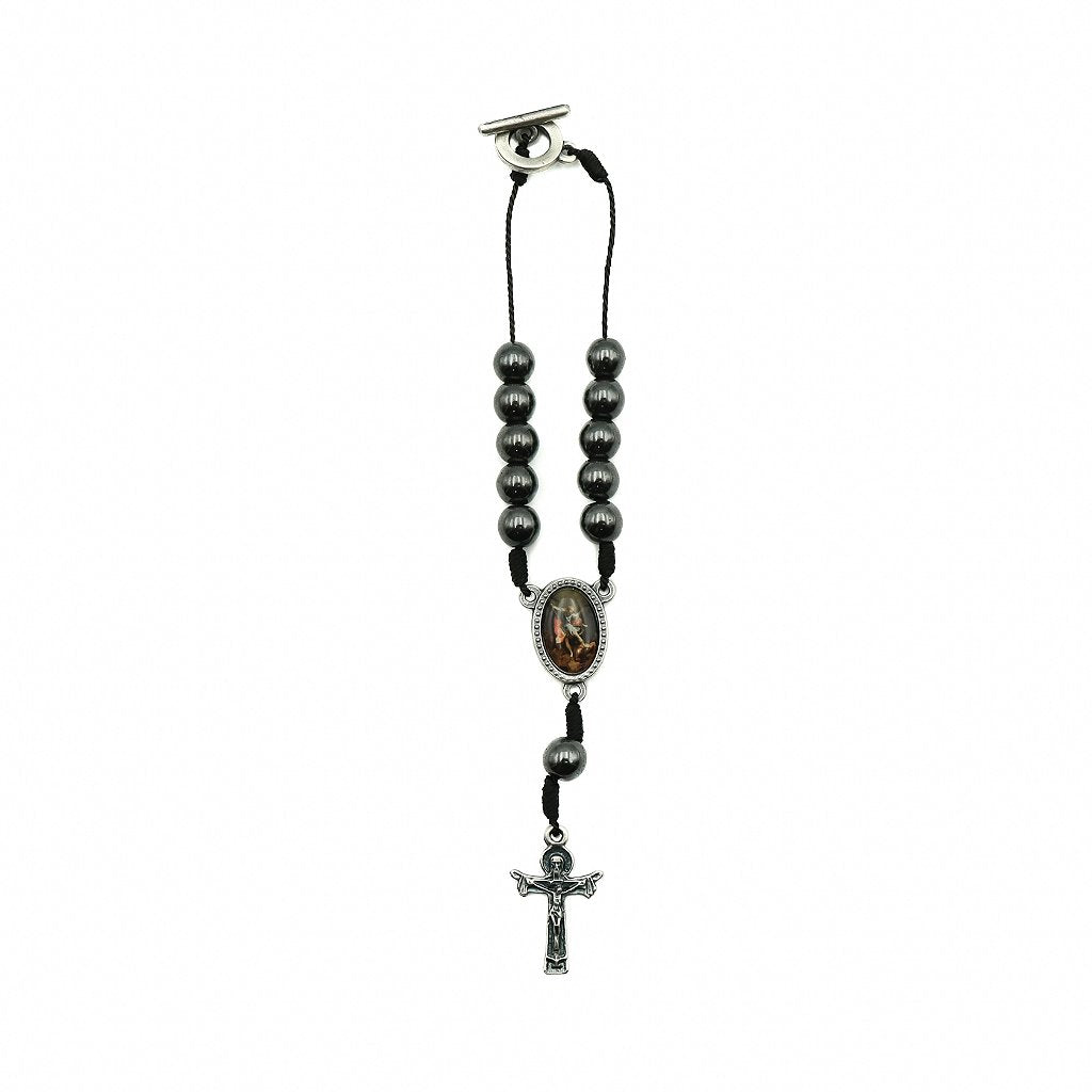 Dezena Carro Hematita 8mm no cordão - São Miguel verso São Cristóvão