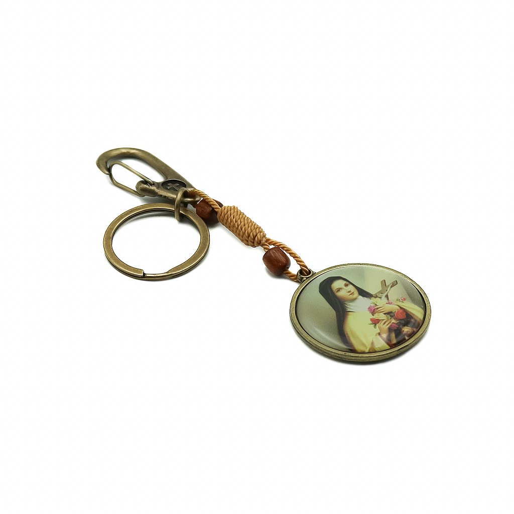 Chaveiro Redondo Mosquetão e Argola Santa Teresinha