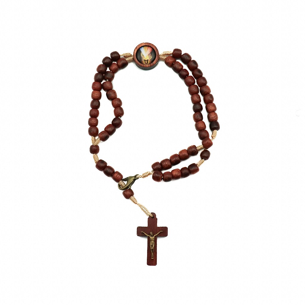 Terço de Pulso Madeira - Jesus misericordioso