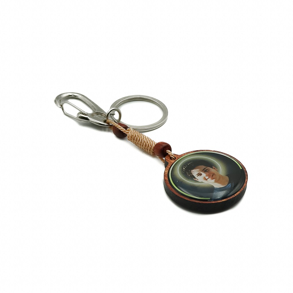 Chaveiro Madeira Mosquetão 8 mm - Carlo Acutis