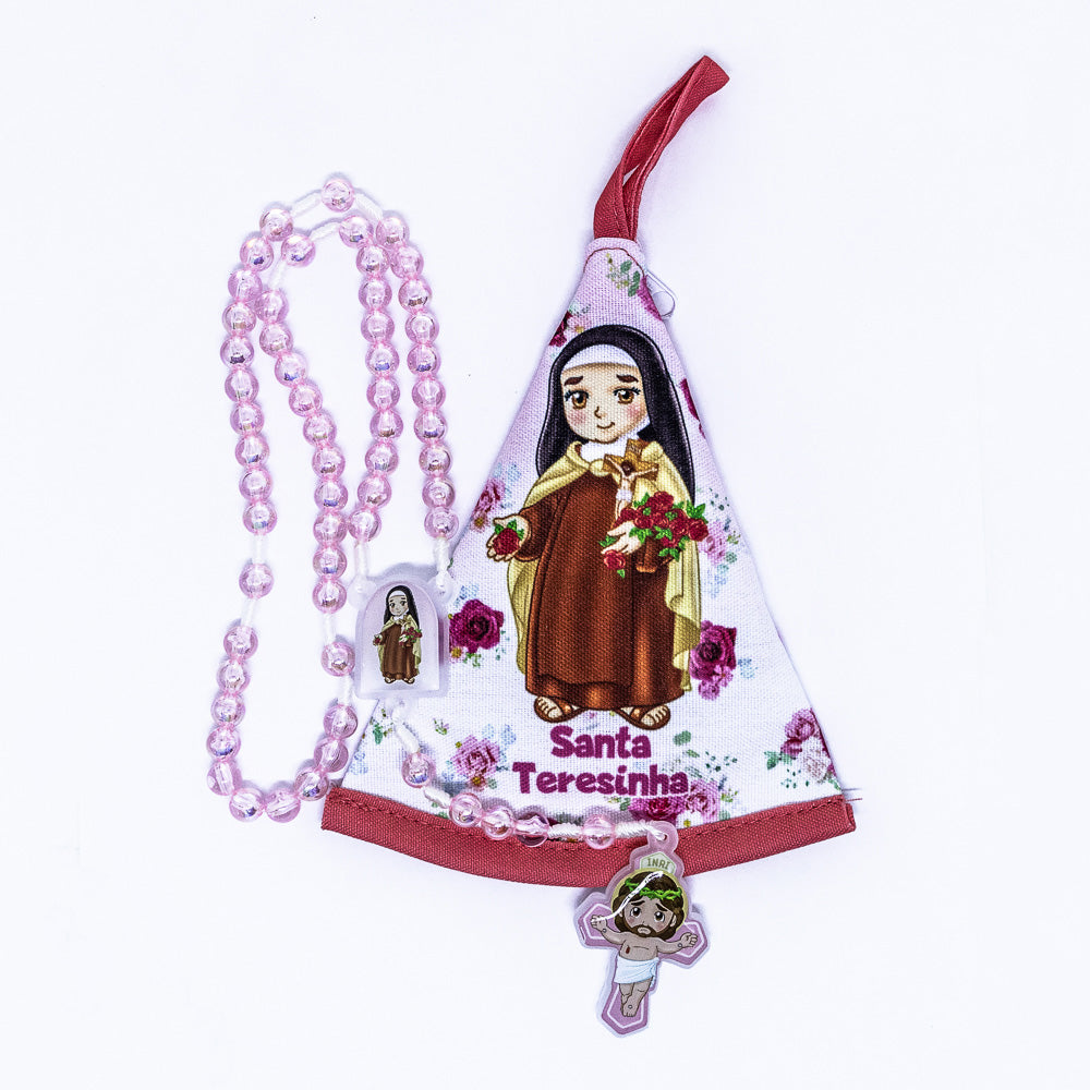 Terço Bolsinha Manto Infantil - Santa Teresinha