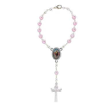 Adorno Para Carro Dezena de Nossa Senhora de Fátima e São Cristóvão Pérola Rosa