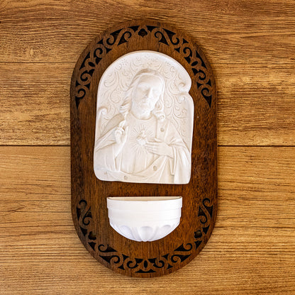 Pia para Água Benta Devocional - Sagrado Coração de Jesus