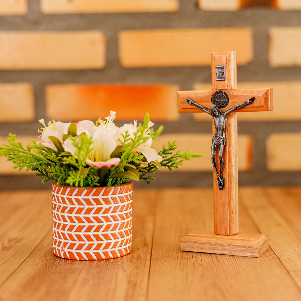 Cruz de Mesa 12 cm - Prata Velha