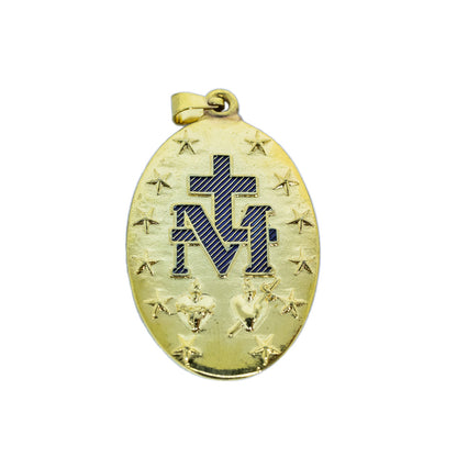 Medalha de Nossa Senhora das Graças 25 mm Resinada Azul Dourada