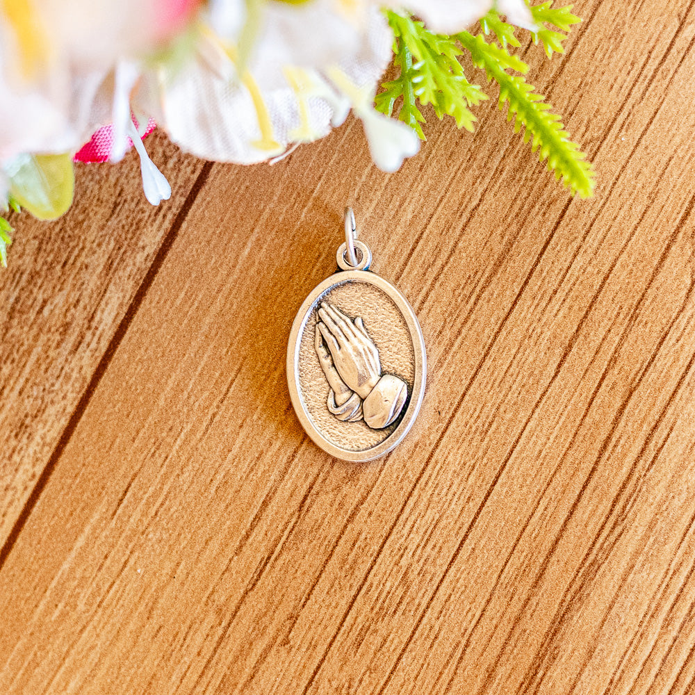 Medalha Santo Antônio e Mãos Rezando - Italiana