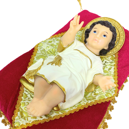 Menino Jesus de Resina 29cm Com Almofada