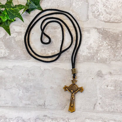 Cordão Com Cruz Metal - Ouro Velho