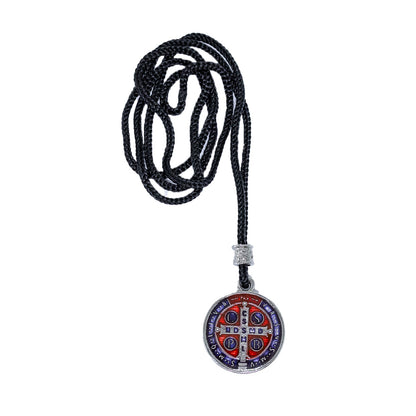 Cordão Com Medalha de São Bento Resinada Níquel