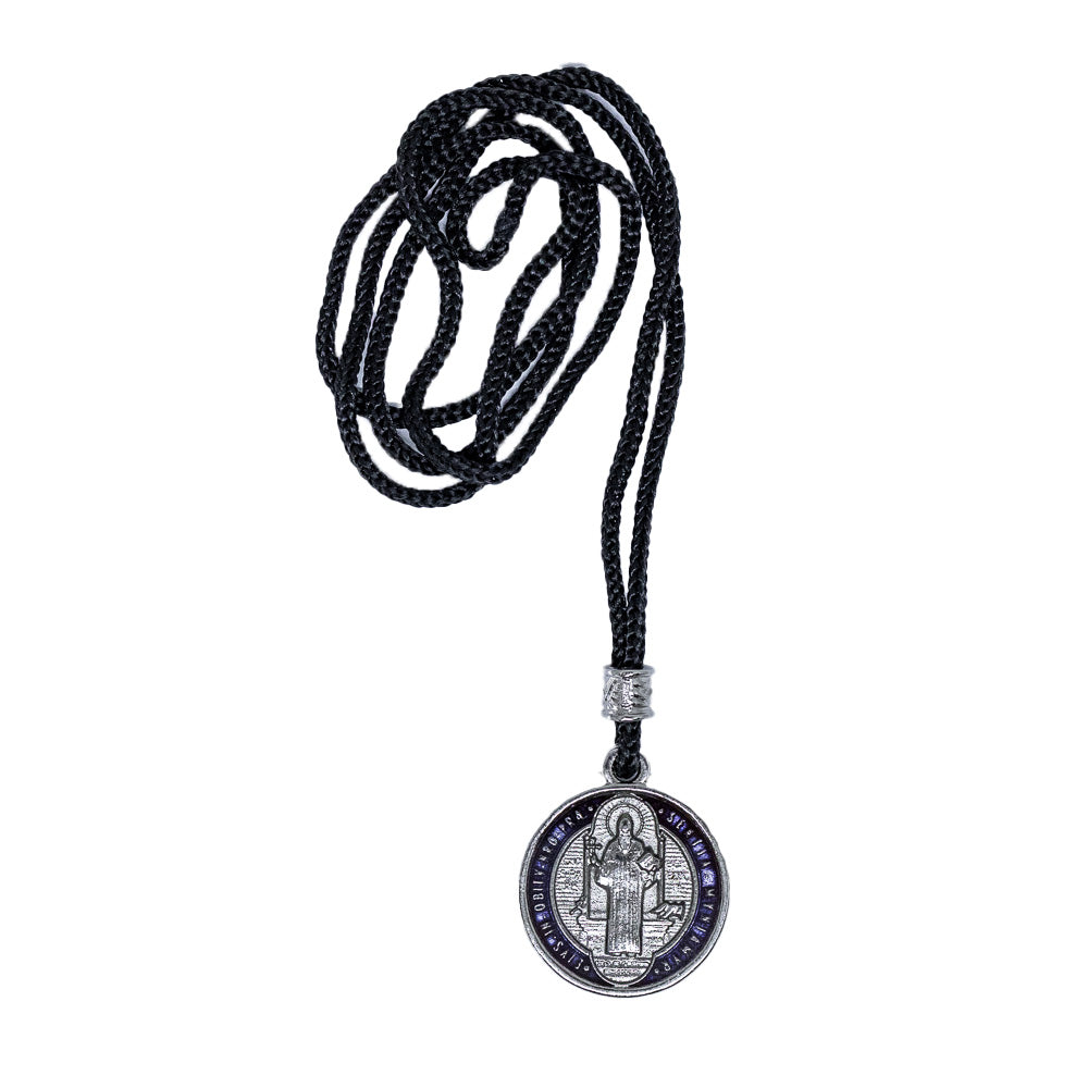 Cordão Com Medalha de São Bento Resinada Níquel