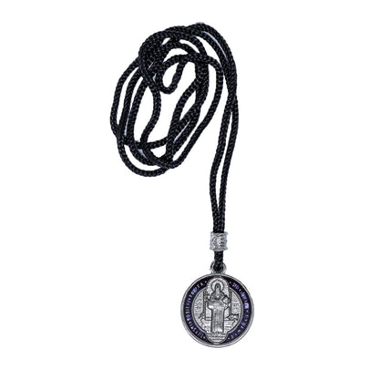 Cordão Com Medalha de São Bento Resinada Níquel