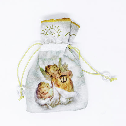 Terço Infantil Com Saquinho - Anjo da Guarda Branco