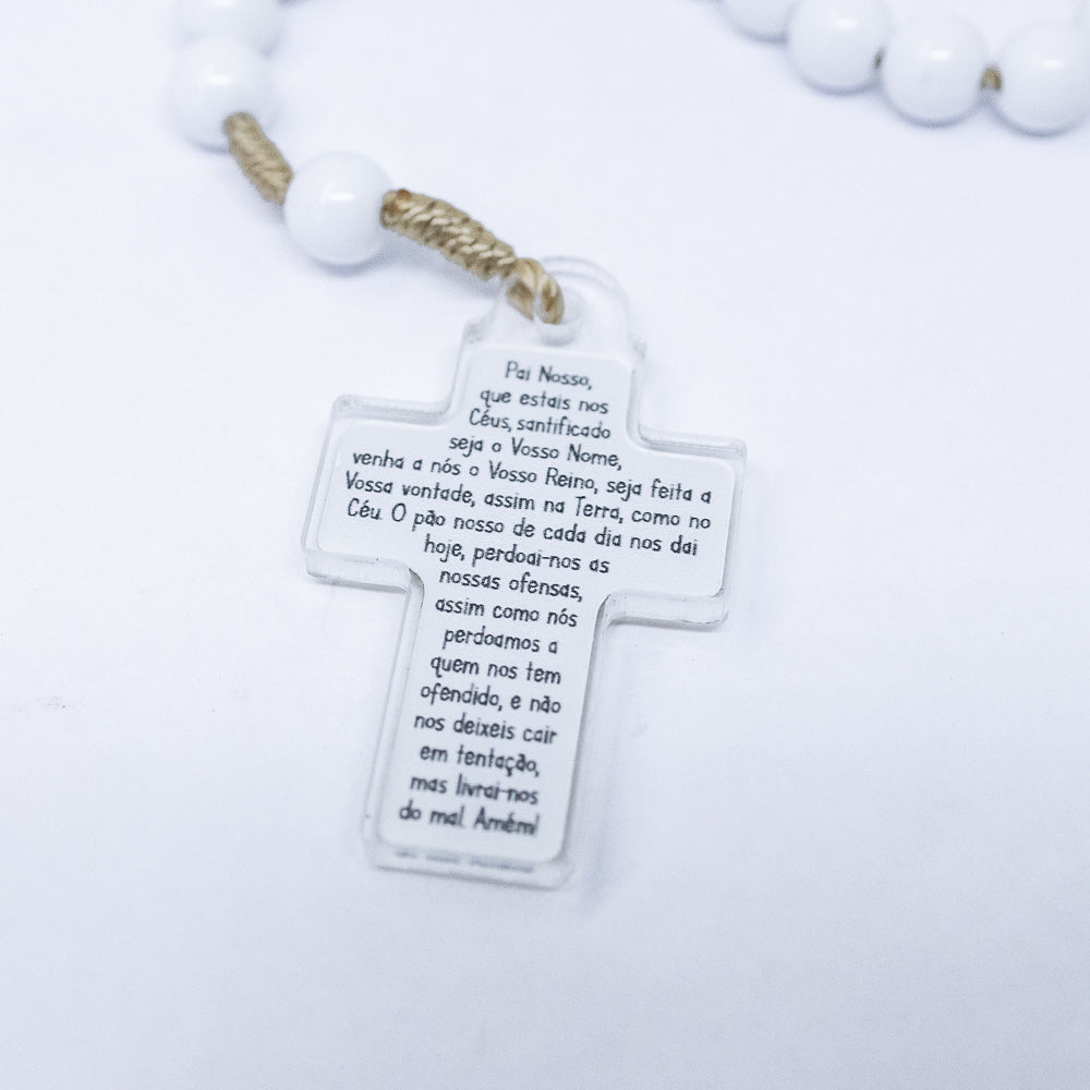 Terço Infantil Com Saquinho - Anjo da Guarda Branco