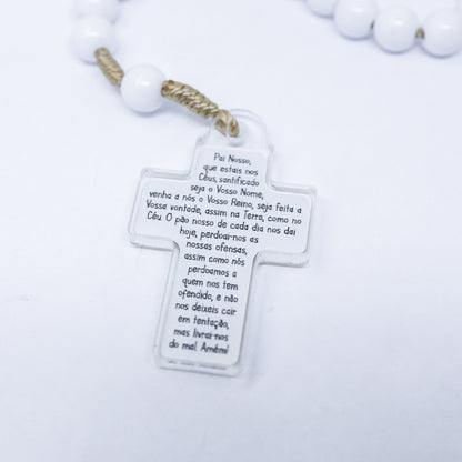 Terço Infantil Com Saquinho - Anjo da Guarda Branco