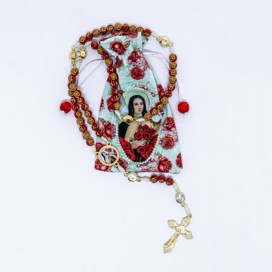 Terço Santa Teresinha no Saquinho Estampado