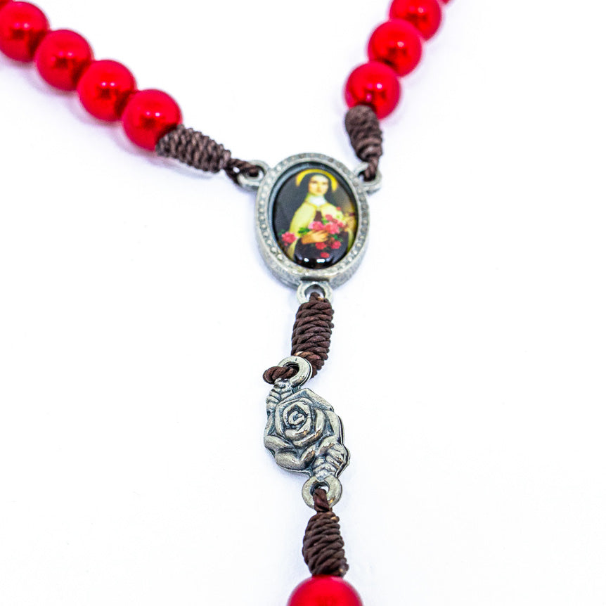 Terço 8mm Santa Teresinha Contas Vermelha