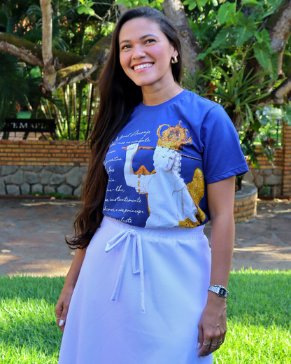Camiseta de São Miguel Arcanjo Azul com oração - Adulto