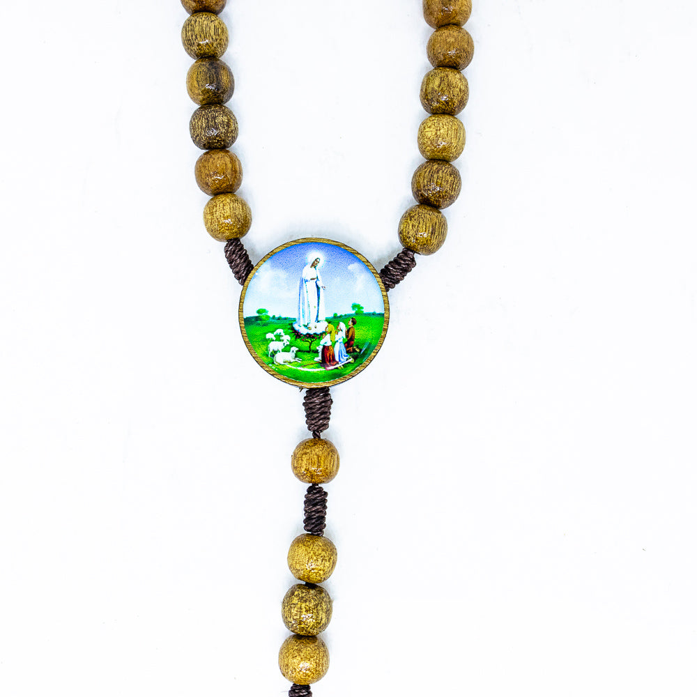 Terço 8mm Madeira - Nossa Senhora de Fátima