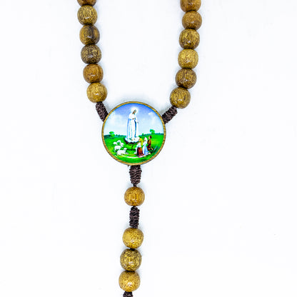 Terço 8mm Madeira - Nossa Senhora de Fátima