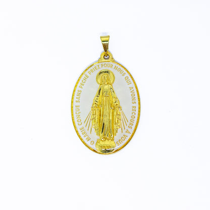 Medalha Milagrosa 39 mm Branca Dourada