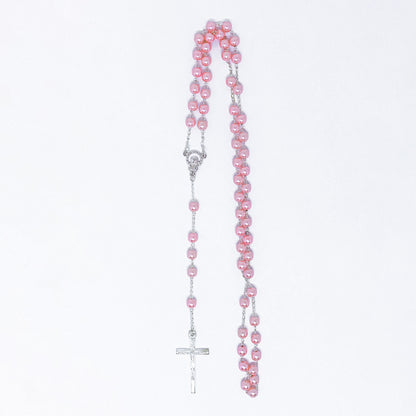 Terço Pérola 6mm na Caixinha de Acrílico - Rosa