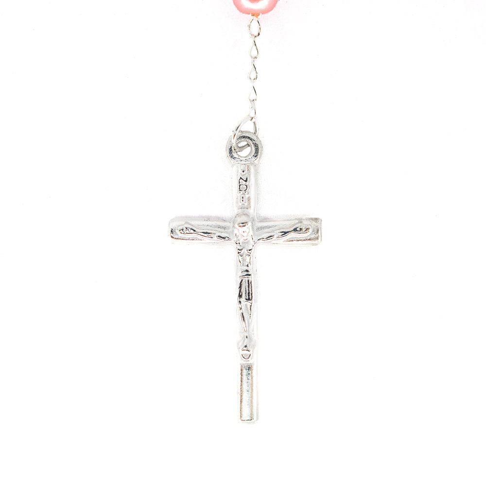 Terço Pérola 6mm na Caixinha de Acrílico - Rosa