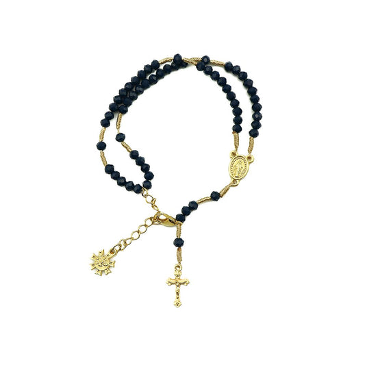 Pulseira Terço Cristal Vidro 4mm Azul