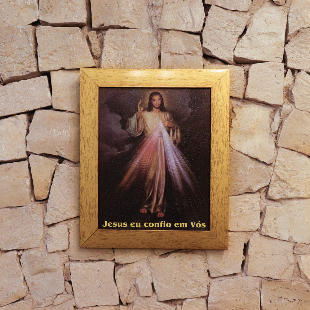 Quadro 20 x 25 moldura Dourada Jesus Misericordioso
