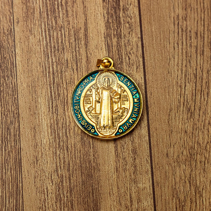 Medalha de São Bento 30 mm Dourada - Resinada
