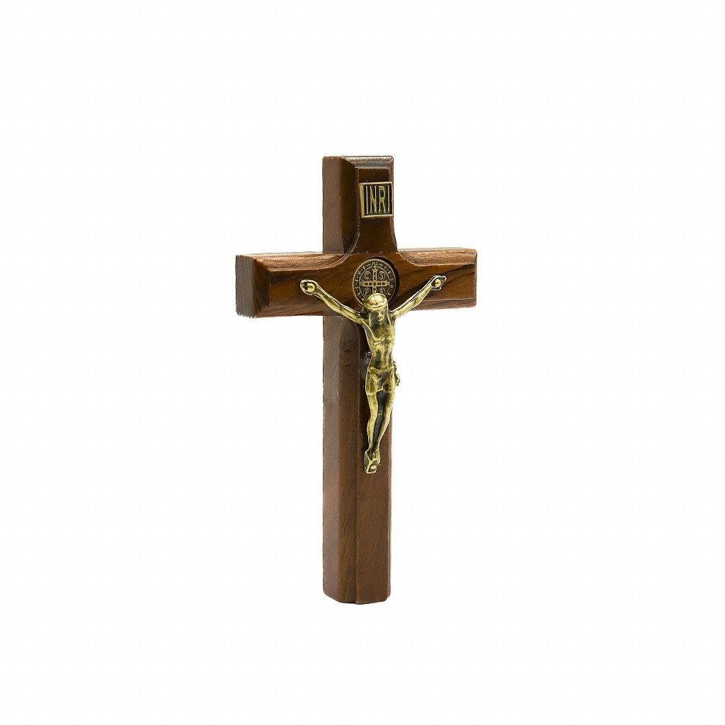 Cruz São Bento Adesiva 9 cm Ouro Velho