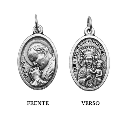 Medalha São João Paulo II e Nossa Senhora Czestochowa - Italiana