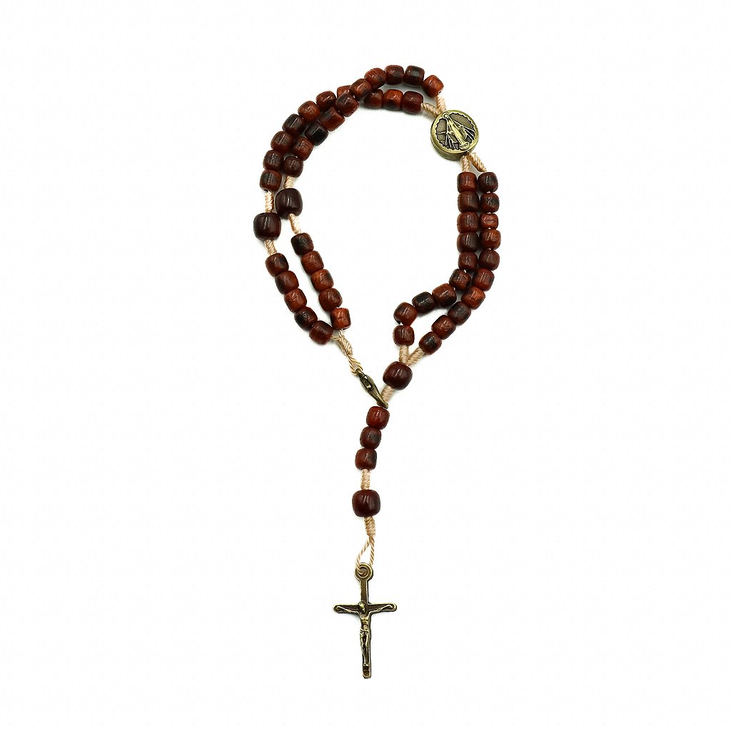 Pulseira Terço Nossa Senhora das Graças madeira