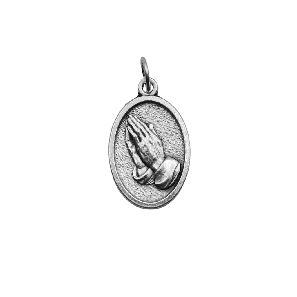 Medalha Sagrada Face e Mãos Rezando - Italiana